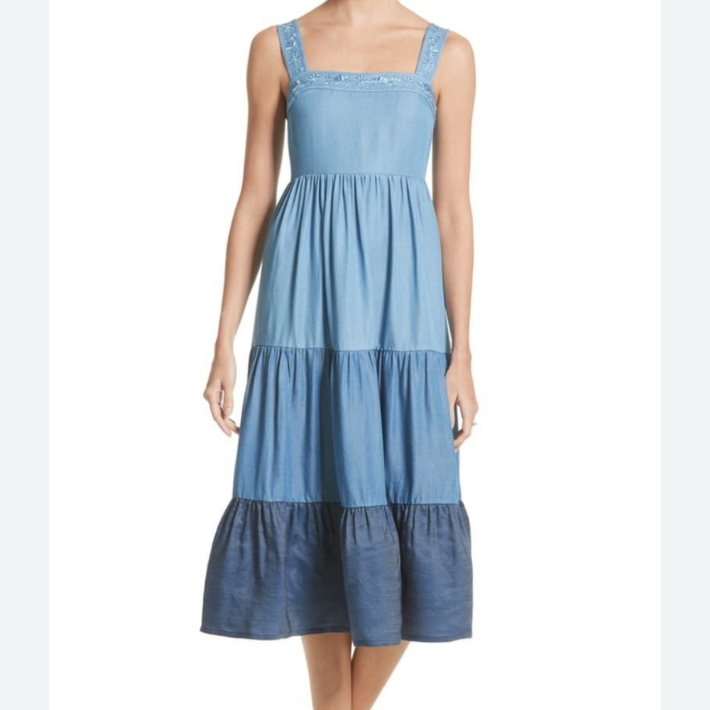 Kate Spade Broome Street Smocked Tiered Sleeveless Midi Cottagecore Dress - Picture 1 of 7
